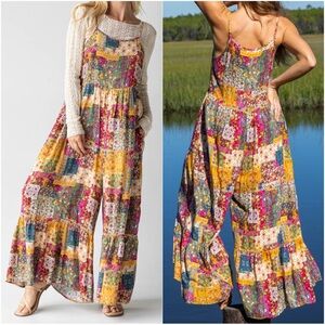 NWT - NATURAL LIFE ‘Zoe’ Wide Leg Jumpsuit - Mandala Patchwork